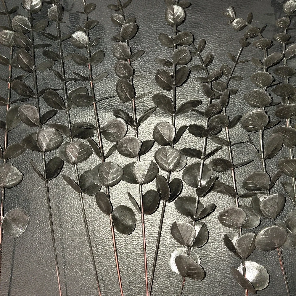 Set of 15 Faux Eucalyptus Stems - 10 Black & 5 Silver - 15